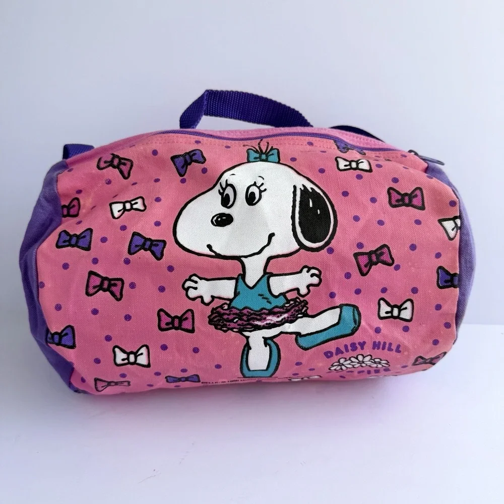 RARE VTG 1958 Daisy Hill Puppies Snoopy Peanuts Belle Child's Duffle Bag *Stains
